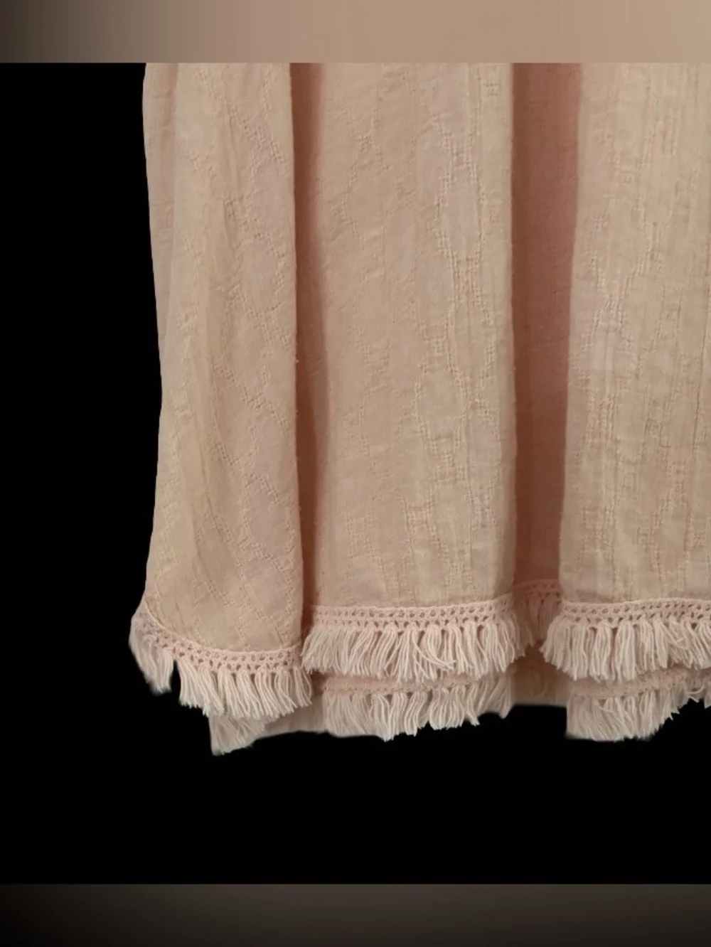 Free People blush peach crochet yoke puff slv tp WM S boho peasant babydoll